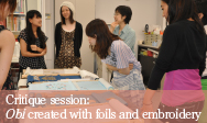 Critique session: <em>Obi</em> created with foils and embroidery
