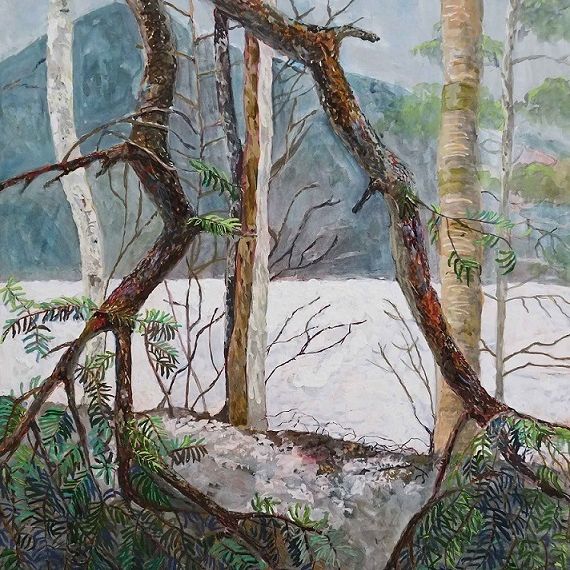 湖畔が見える風景縦