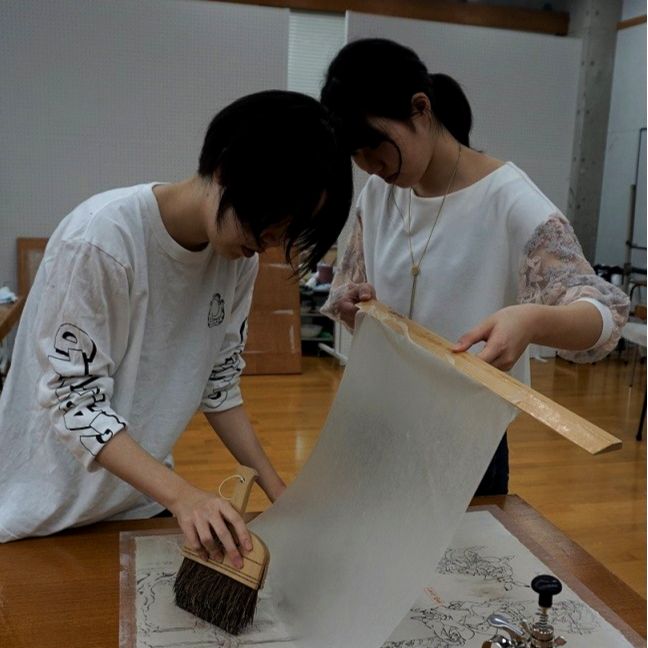 鳥獣戯画 授業風景裏打ち