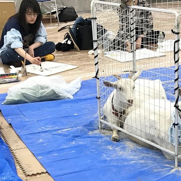 生物制作制作風景ヤギ2頭